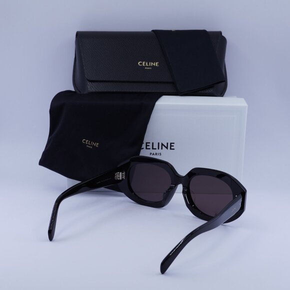 Celine CL40319F 01Y Oval Sunglasses - Shiny Black/Violet - Picture 8 of 8